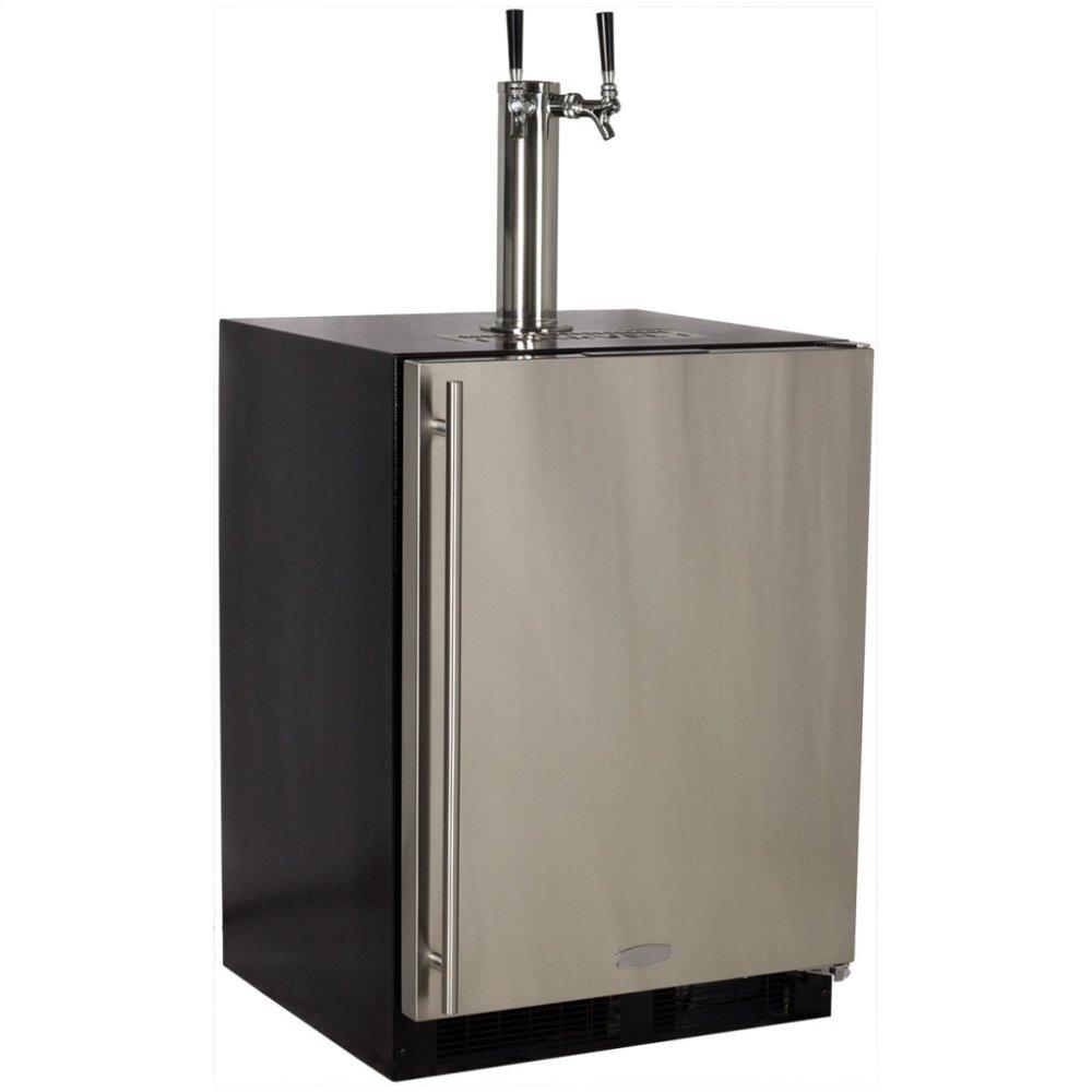 Marvel Built-In Indoor Twin Tap Beer Dispenser - Solid Panel Overlay Ready Door - Integrated Right Hinge