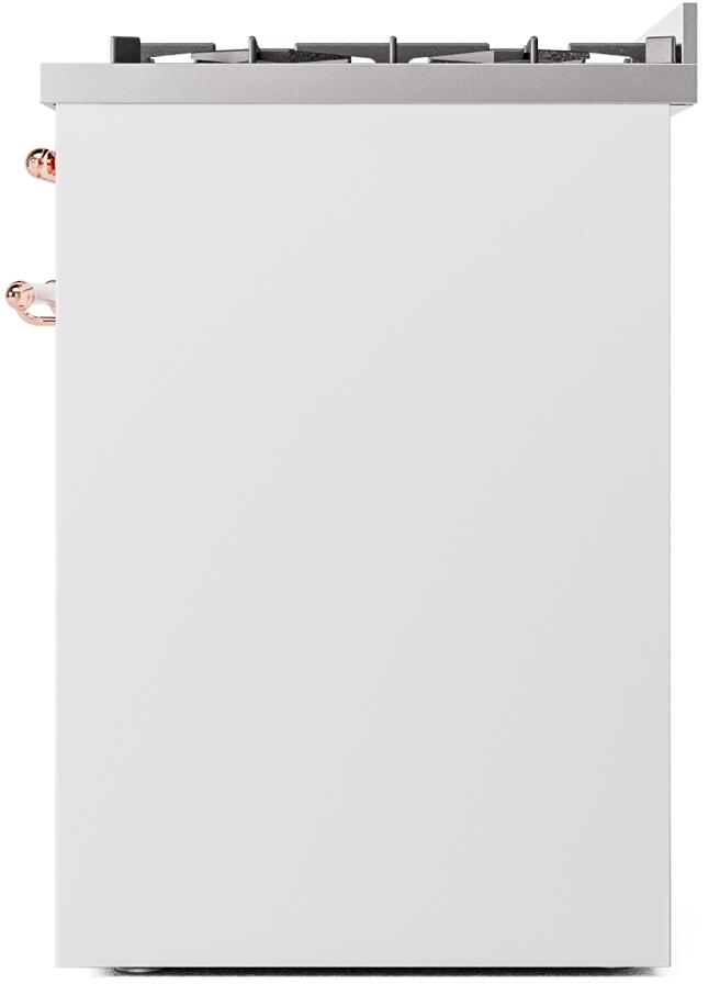 Nostalgie II 30 Inch Dual Fuel Natural Gas Freestanding Range in White with Copper Trim