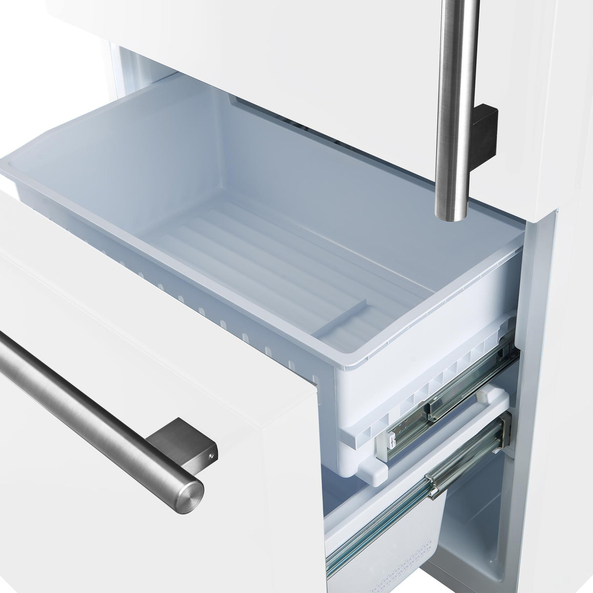 Forno Milano 2-Piece 62-Inch Freestanding Dual Bottom Freezer Refrigerator, White - 34.4 cu.ft, Touch Control, Ice Maker