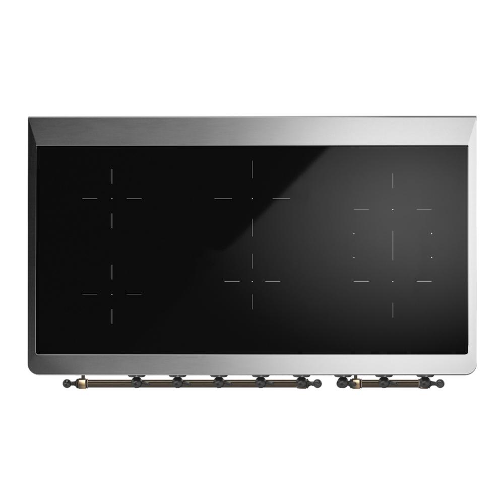 ILVE UMIB48QNR3BUB Majestic III 48 inch Induction Range with 6 Elements, 5.02 cu. ft. Total Oven Capacity (Solid Door, Burgundy, Burnished)