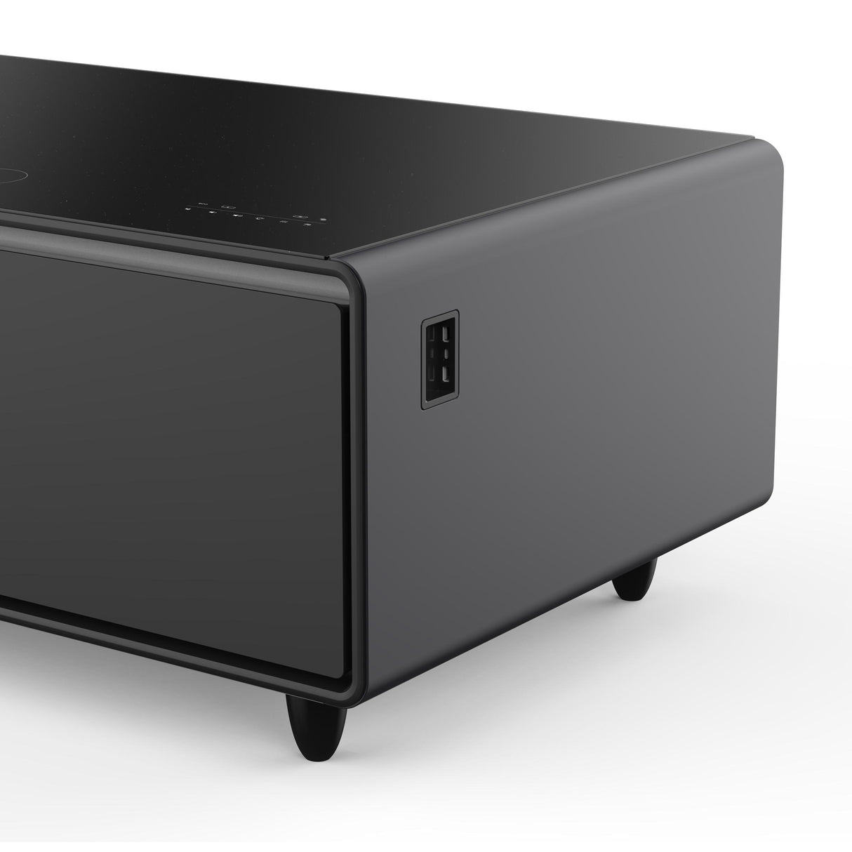 Forno Evoluto Tavolo 51-Inch Black Smart Coffee Table - Dual Refrigerator Drawers, Bluetooth 5.0 Audio, Wireless Charging & RGB Ambient Light