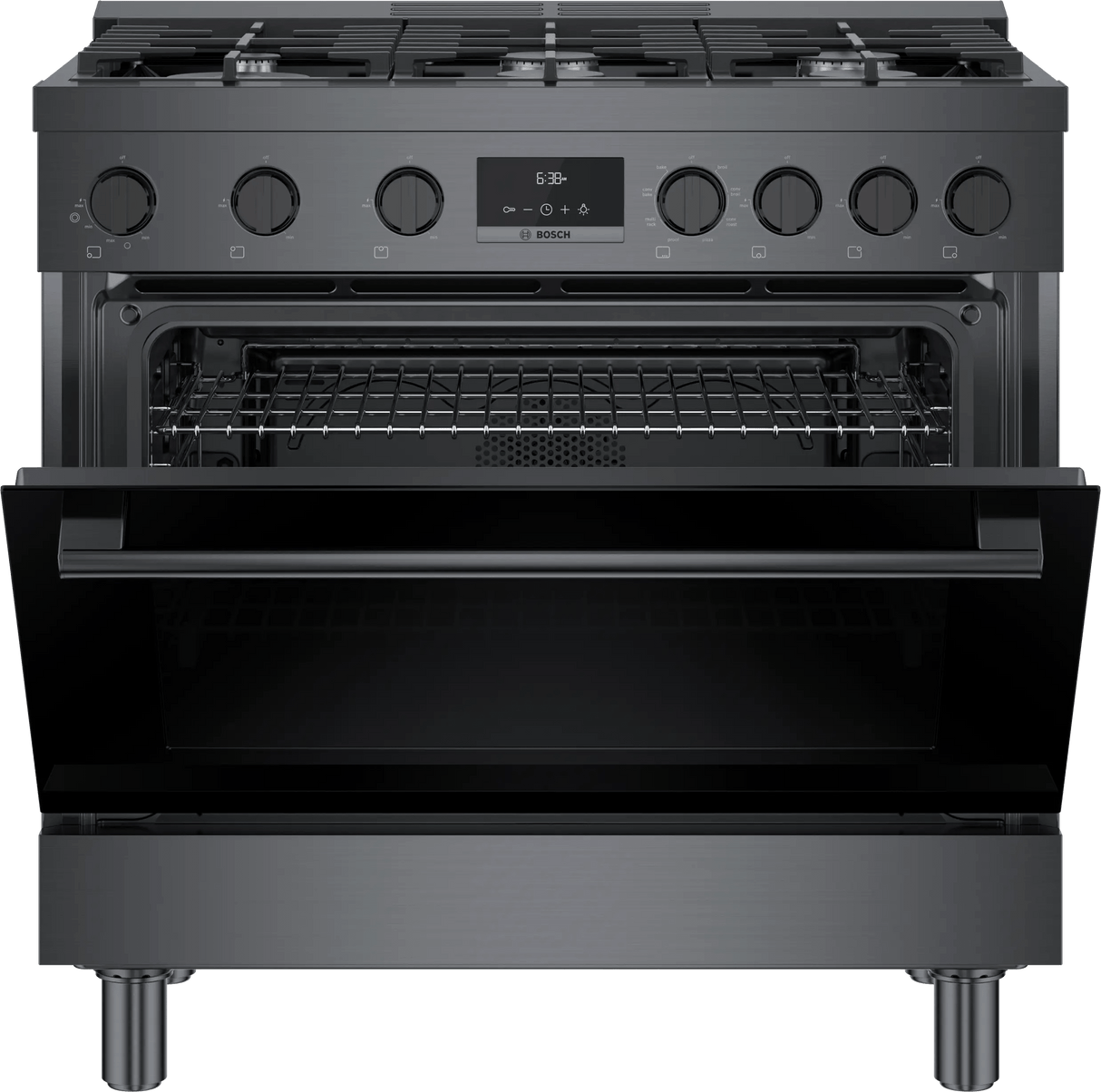 800 Series Dual Fuel Freestanding Range 36" Black Stainless Steel