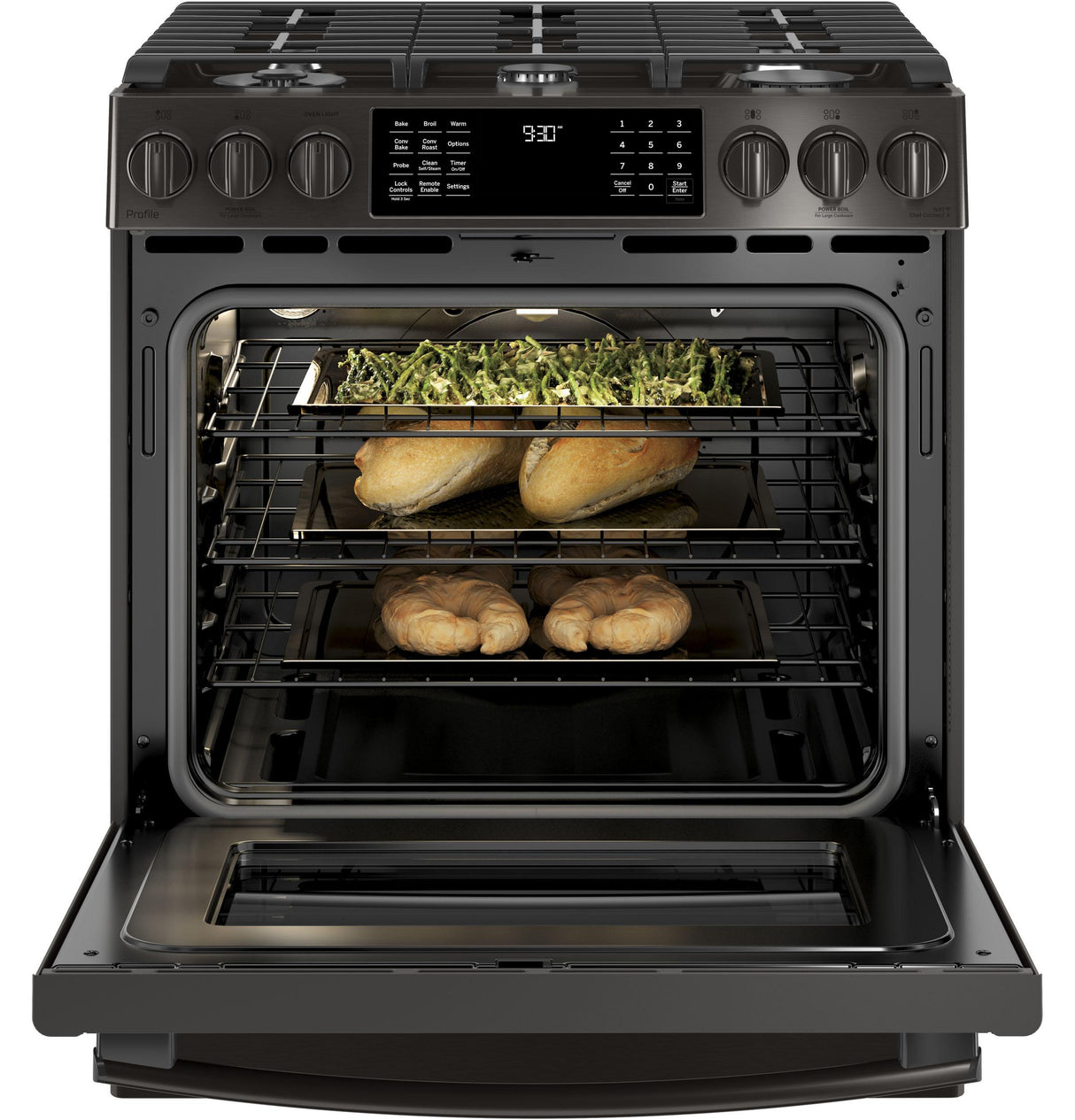 GE Profile™ 30" Smart Slide-In Front-Control Gas Range