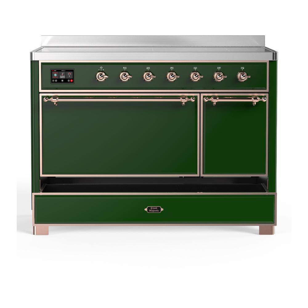 ILVE UMIB48QNR3EGP Majestic III 48 inch Induction Range with 6 Elements, 5.02 cu. ft. Total Oven Capacity (Solid Door, Emerald Green, Copper)