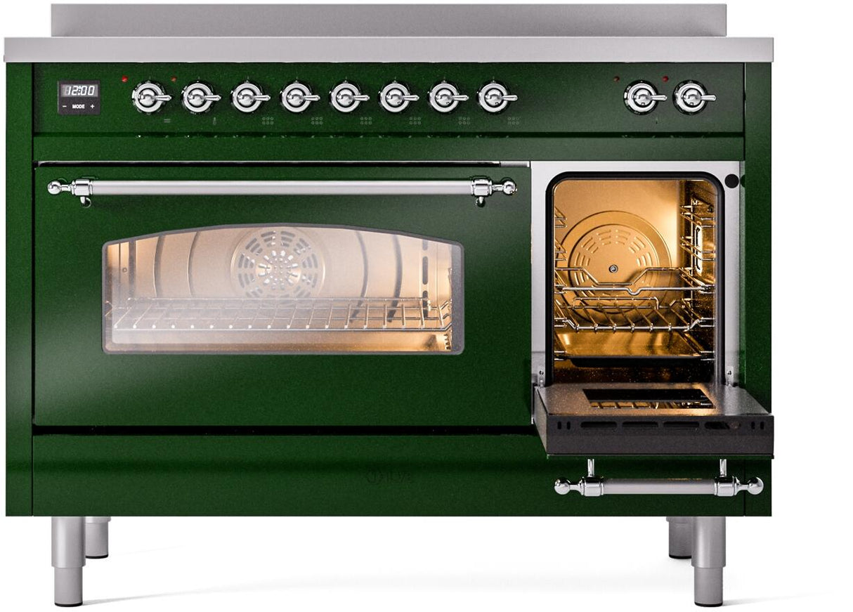 Nostalgie II 48 Inch Electric Freestanding Range in Emerald Green with Chrome Trim