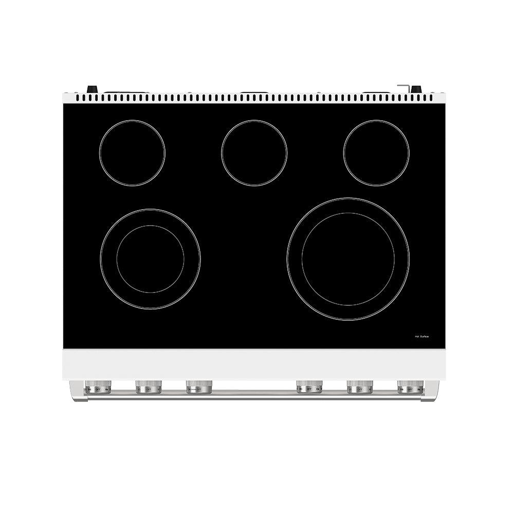36 Inch Electric Range In White - Contemporary Professional
