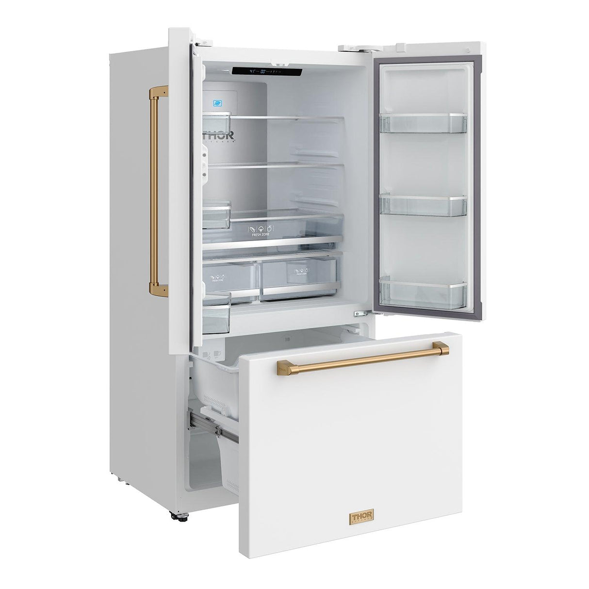 36 Inch French Door Counter Depth Refrigerator With Ice Maker - White/bronze Gordon Ramsay Series