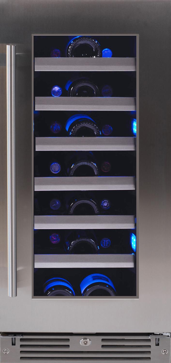 15" Wine Cooler, Stainless Steel Glass, Field Reversible Hinge