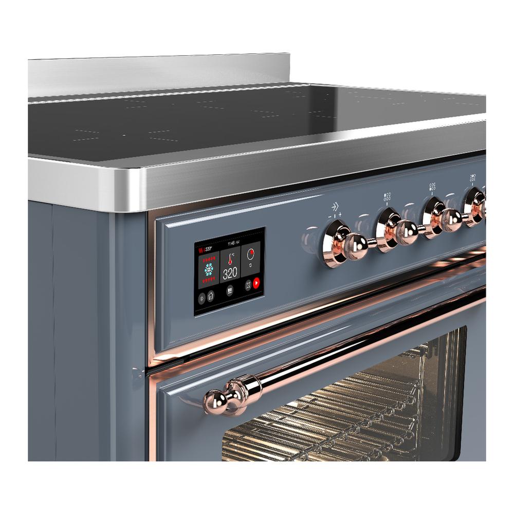ILVE UMIB48NR3BGP Majestic III 48 inch Induction Range with 6 Elements, 5.02 cu. ft. Total Oven Capacity (Triple Glass Door, Blue Grey, Copper)