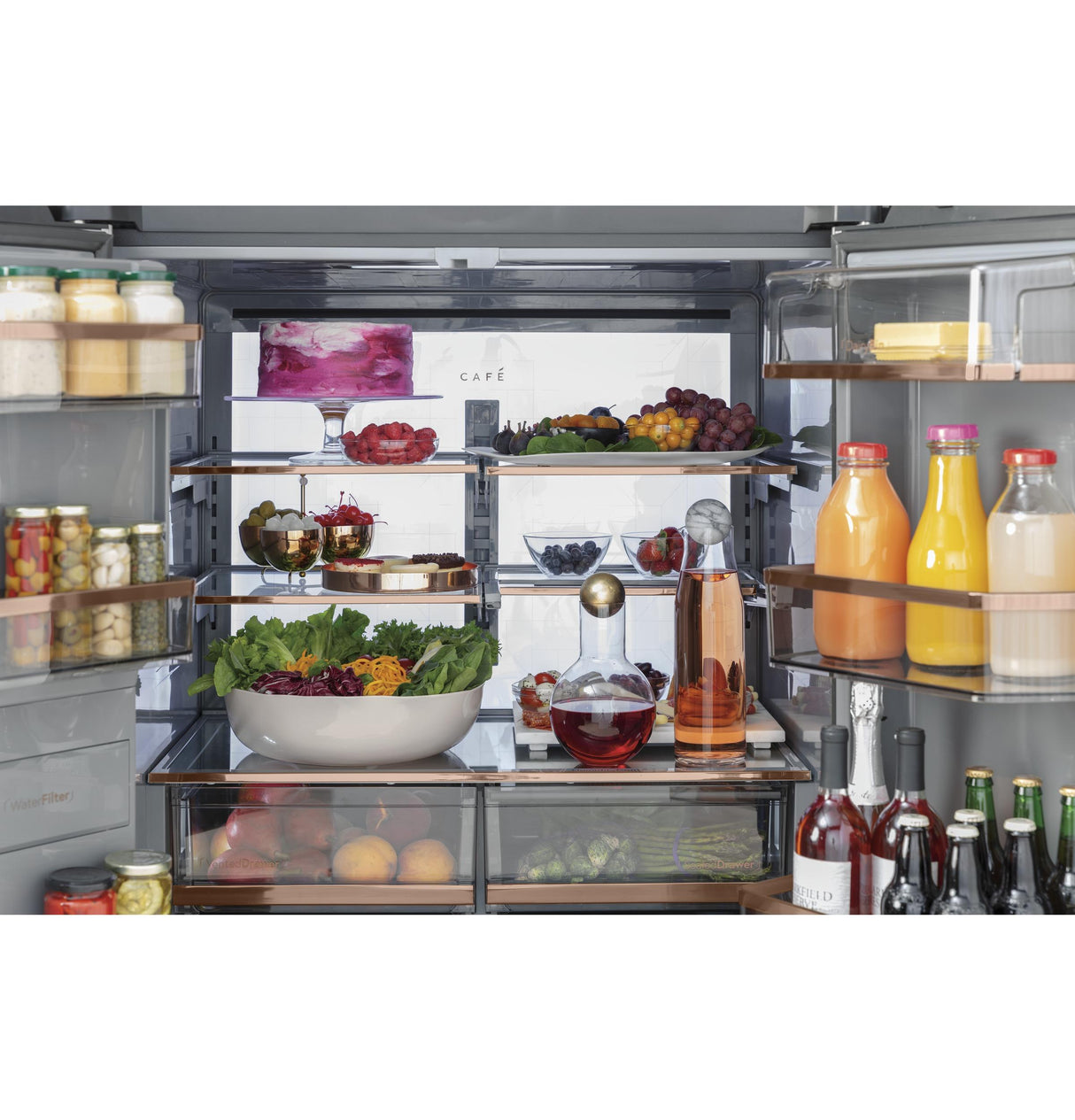 CAF(EBACK)™ ENERGY STAR® 27.4 Cu. Ft. Smart Quad-Door Refrigerator in Platinum Glass