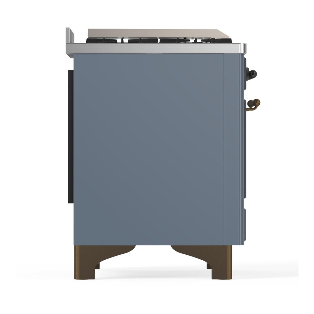 ILVE UMD40FNR3BGB Majestic III 40 inch Dual Fuel Range with 6 Burners and Griddle, Dual Function Burner up to 25,000 BTU (Natural Gas, Triple Glass Door, Blue Grey, Burnished)