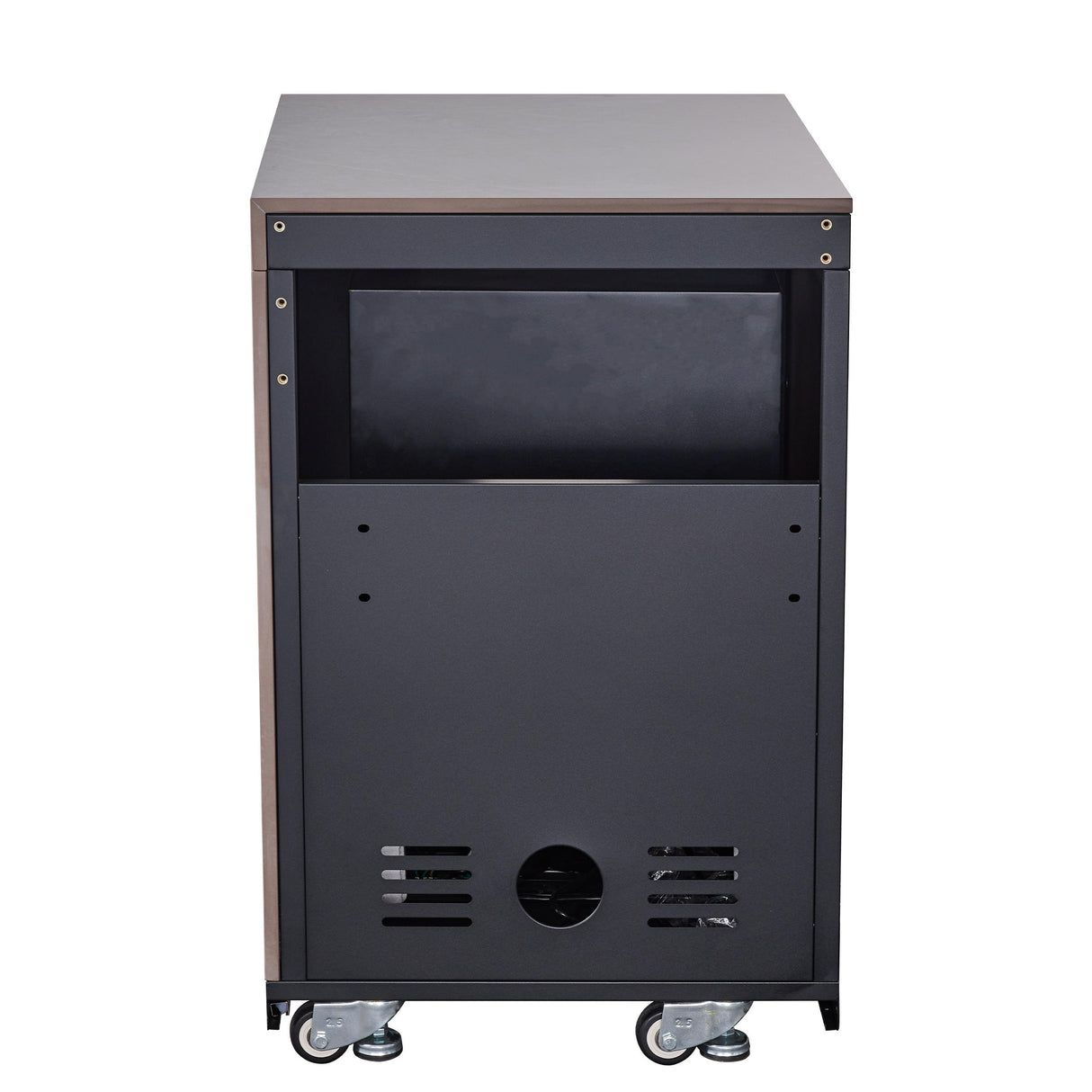 Forno Rimini Outdoor Kitchen 30" BBQ 62,600 BTU, 3 Burners with Sear & Rotisserie, 2.4 cu.ft. Beverage Center, Stainless Steel Sink, Black Cabinets & Gray Sintered Stone Countertop