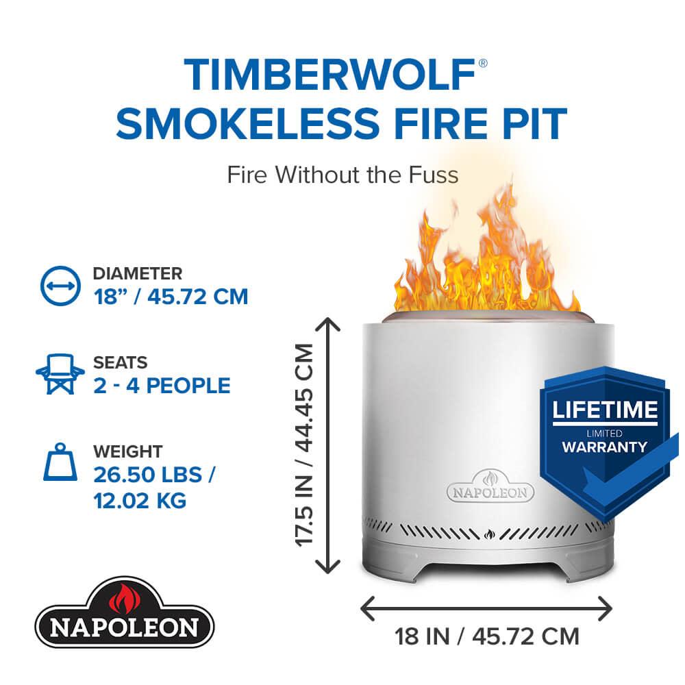 Timberwolf Smokeless Fire Pit 18-inch, Stainless Steel , Wood, Stainless Steel
