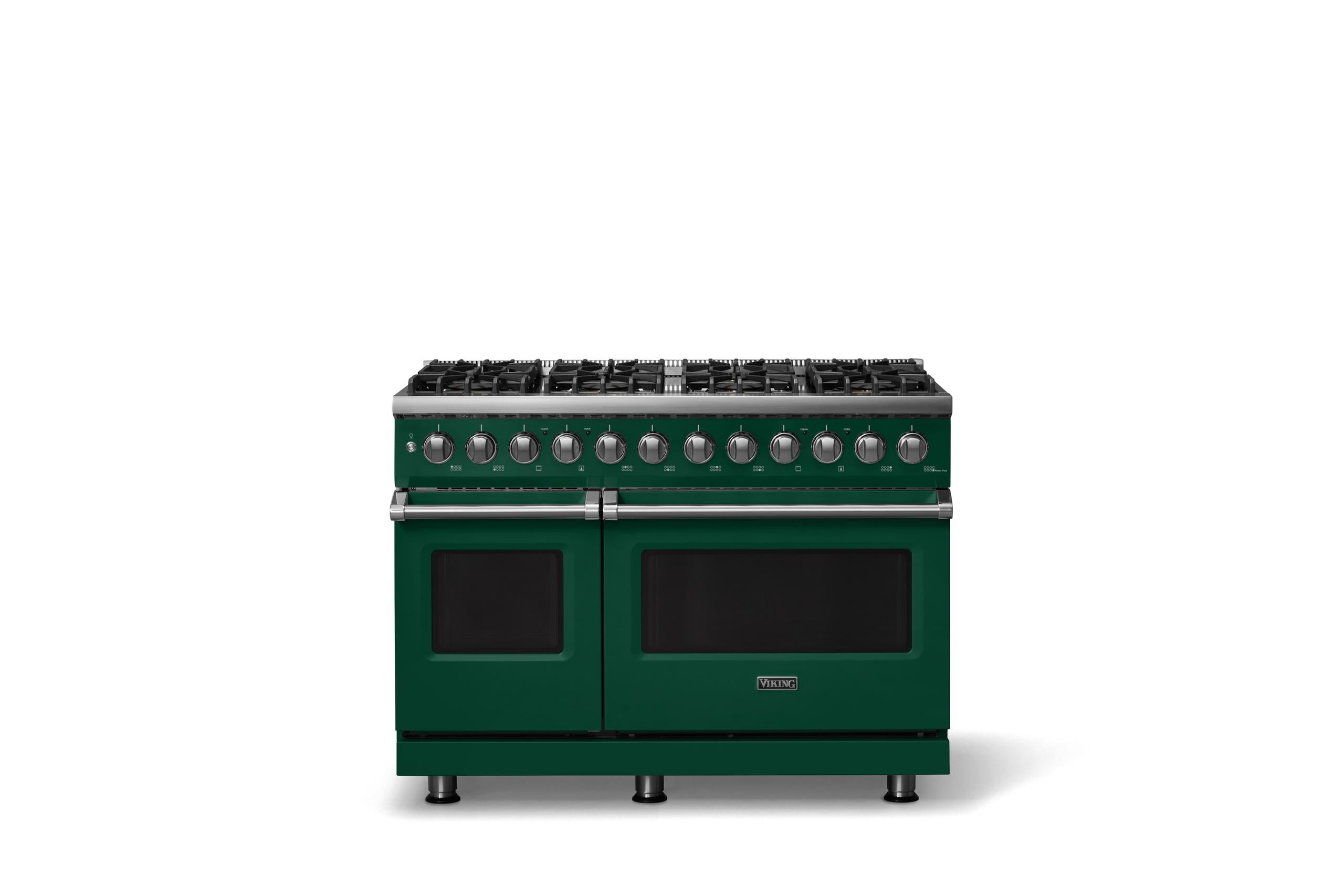 48"W. Dual Fuel Range (Burner: 8b, Finish: Ivy, Trim: Polished Chrome, Fuel: Natural Gas)