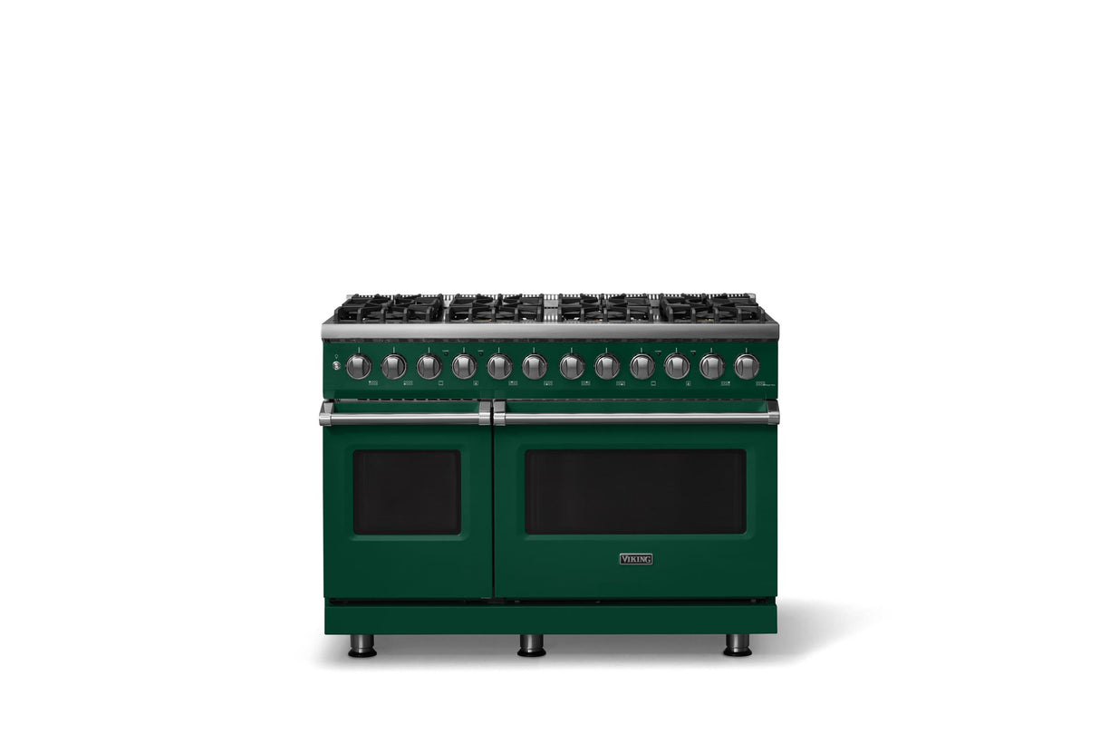 48"W. Dual Fuel Range (Burner: 8b, Finish: Ivy, Trim: Polished Chrome, Fuel: Propane)