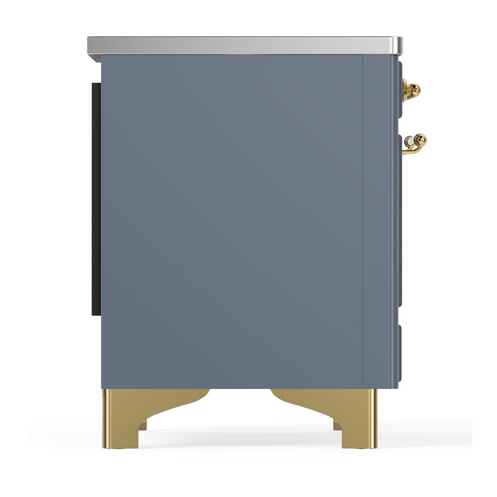 ILVE UMIB36NR3BGG Majestic III 36 inch Induction Range with 6 Elements, 3.5 cu. ft. Total Oven Capacity (Triple Glass Door, Blue Grey, Brass)