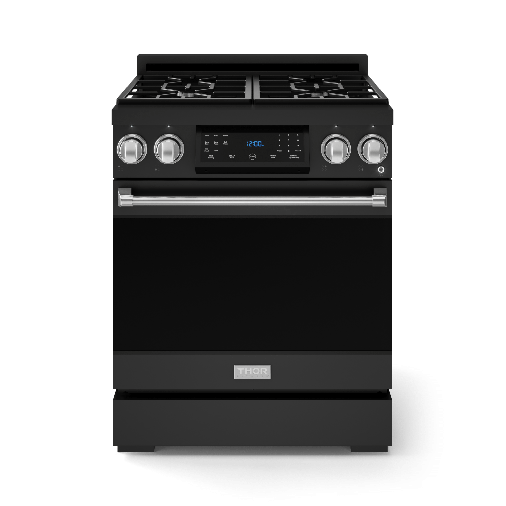 30 Inch Professional Gas Range With Tilt Panel Touch Control In Matte Black/stainless Steel Gordon Ramsay Series
