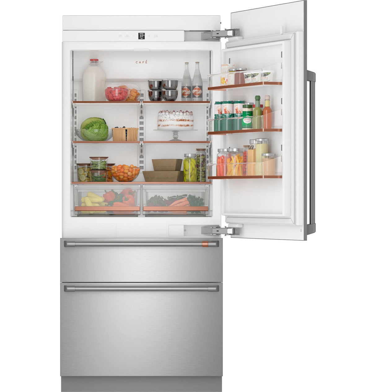 CAFE™ 36" Panel-Ready Integrated Bottom-Freezer Refrigerator - Right Swing