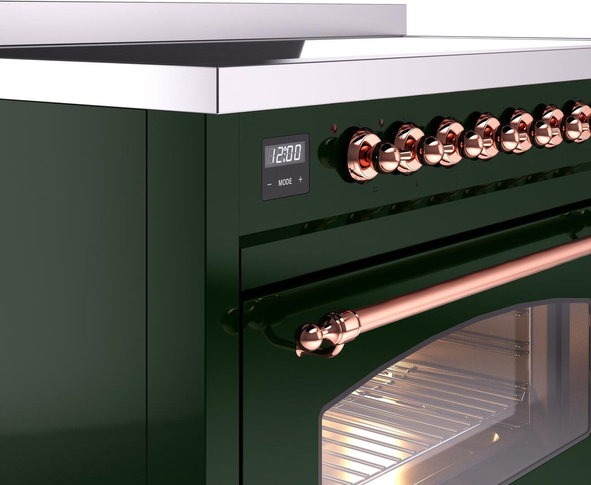 Nostalgie II 48 Inch Electric Freestanding Range in Emerald Green with Copper Trim