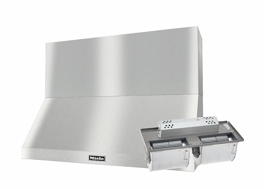 DAR 1250 Set 3 Wall-Mounted Range Hood with Extraction Mode with integrated XXL motor including 18" chimney cover.