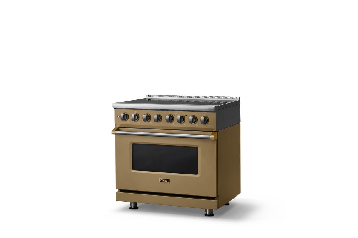 36"W. Induction Range (Finish: Golden Hour, Trim: Brushed Brass)