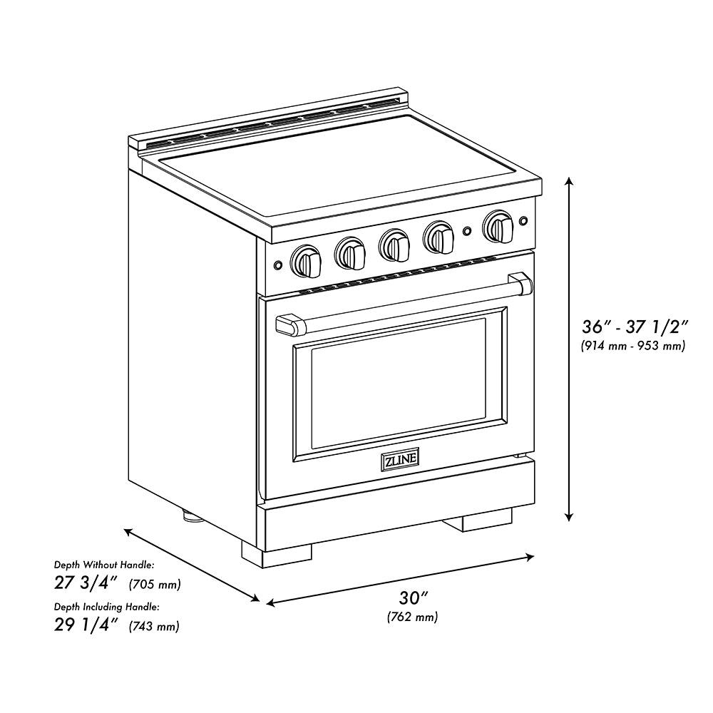 ZLINE 30 in. 4.2 cu. ft. Paramount Induction Range with 4 Element Cooktop and Electric Convection Oven in Stainless Steel (SINR30)