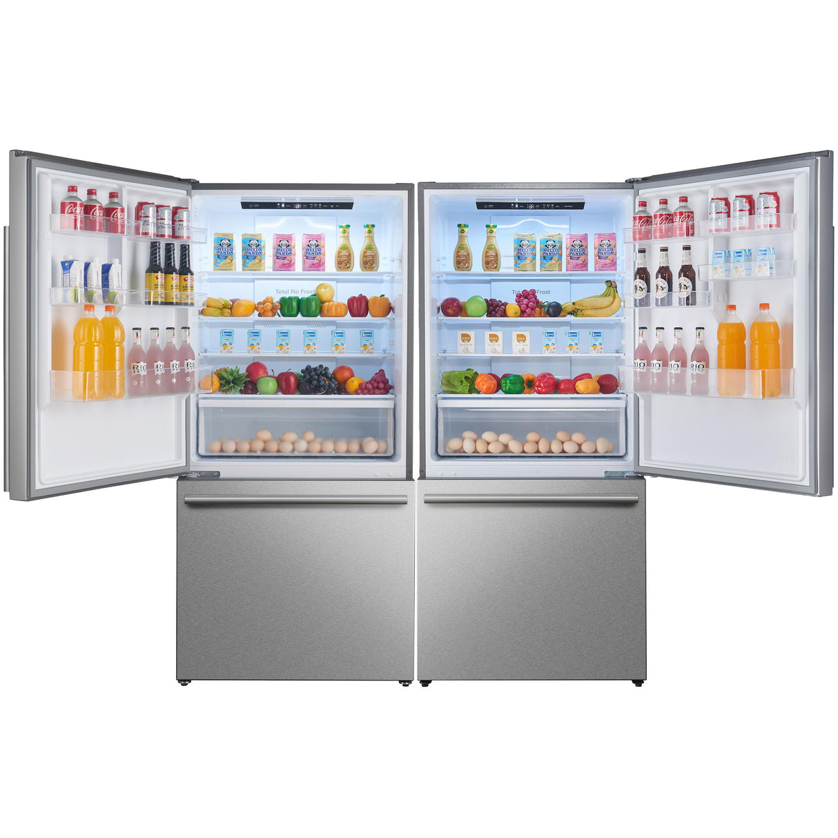 Forno Milano 2-Piece 62-Inch Freestanding Dual Bottom Freezer Refrigerator, Stainless Steel - 34.4 cu.ft, Touch Control, Ice Maker