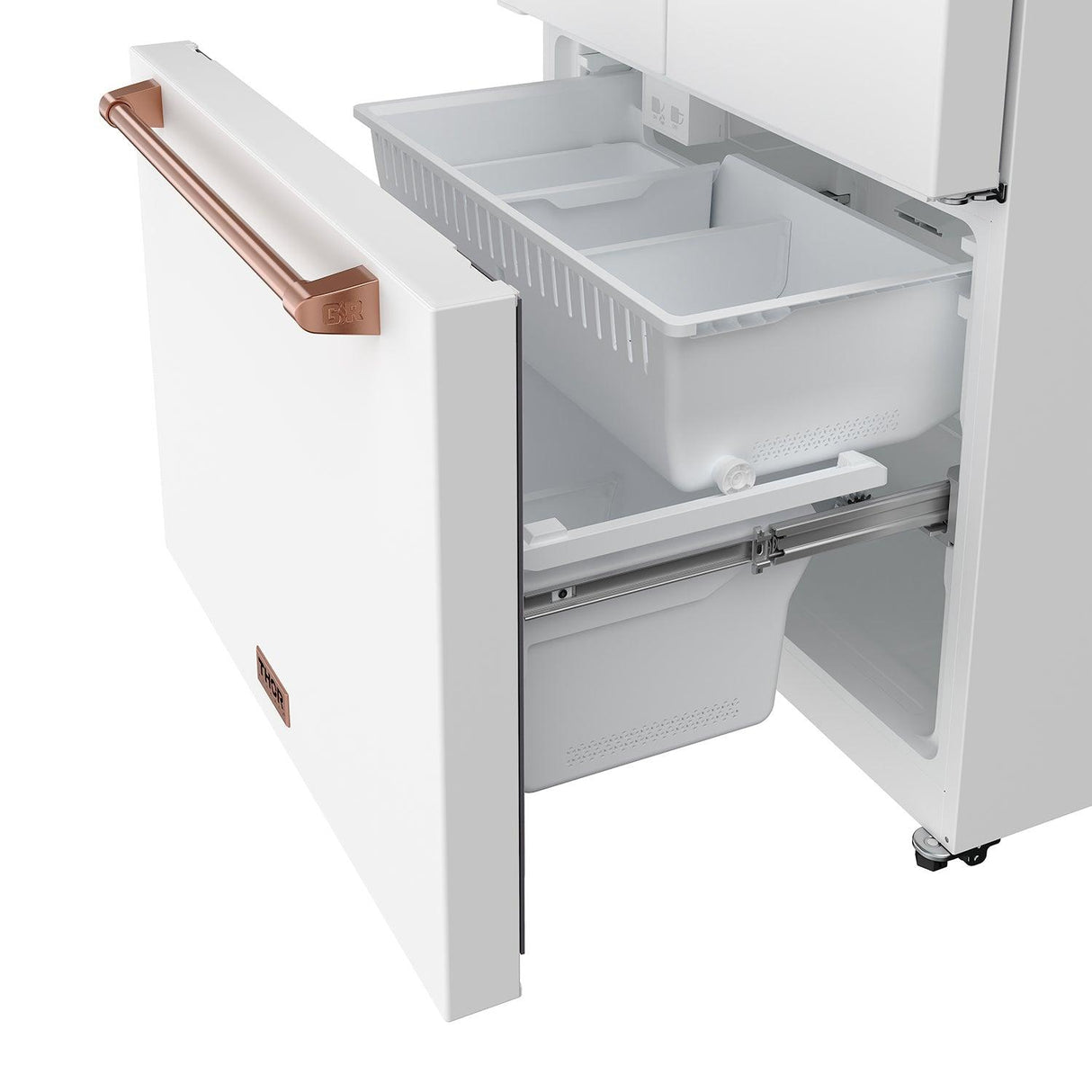 36 Inch French Door Counter Depth Refrigerator With Ice Maker - White/rose Gold Gordon Ramsay Series