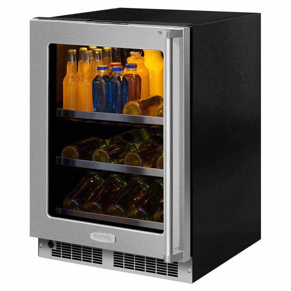 24-In Professional Built-In Beverage Center with Door Style - Stainless Steel Frame Glass, Door Swing - Left