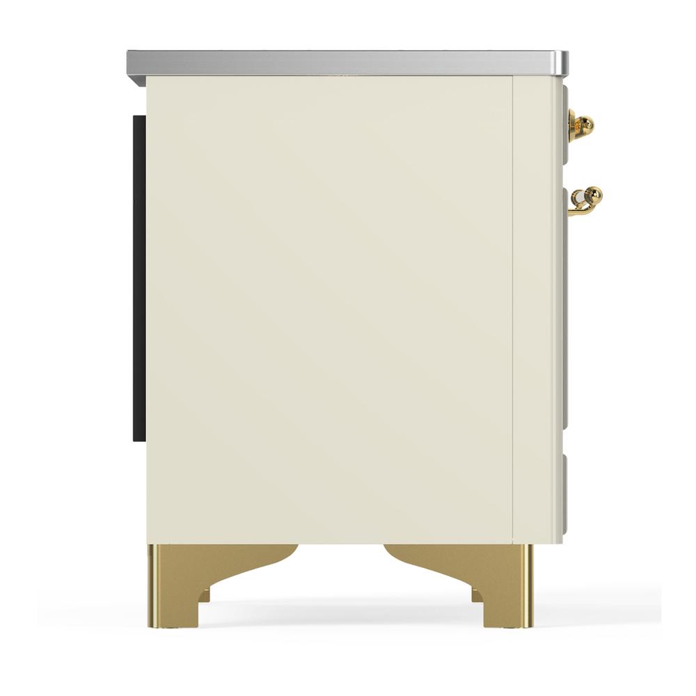 ILVE UMDIB40NR3AWG Majestic III 40 inch Induction Range with 6 Elements, 3.82 cu. ft. Total Oven Capacity (Triple Glass Door, Antique White, Brass)