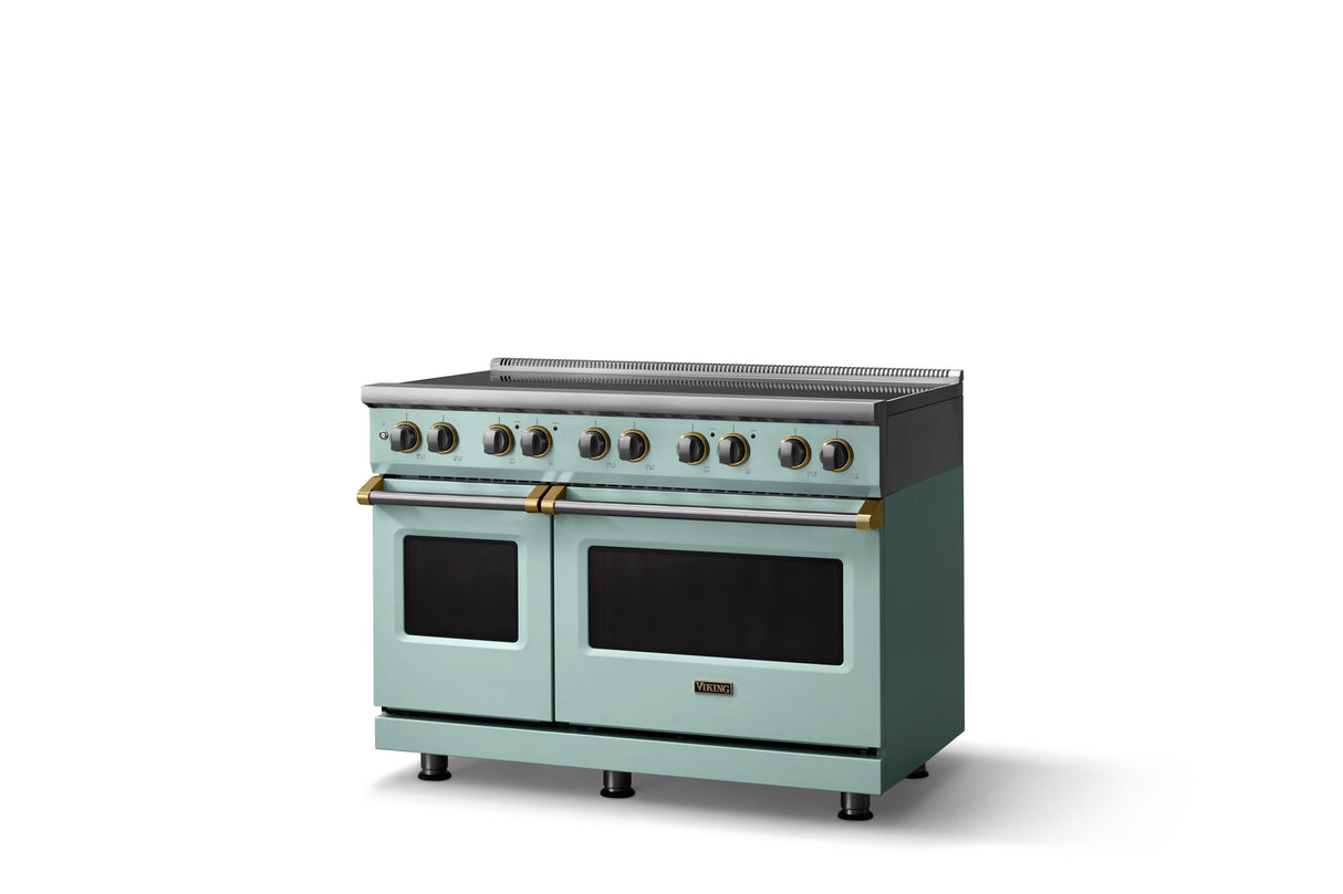 48"W. Induction Range (Finish: Splash, Trim: Brushed Brass)