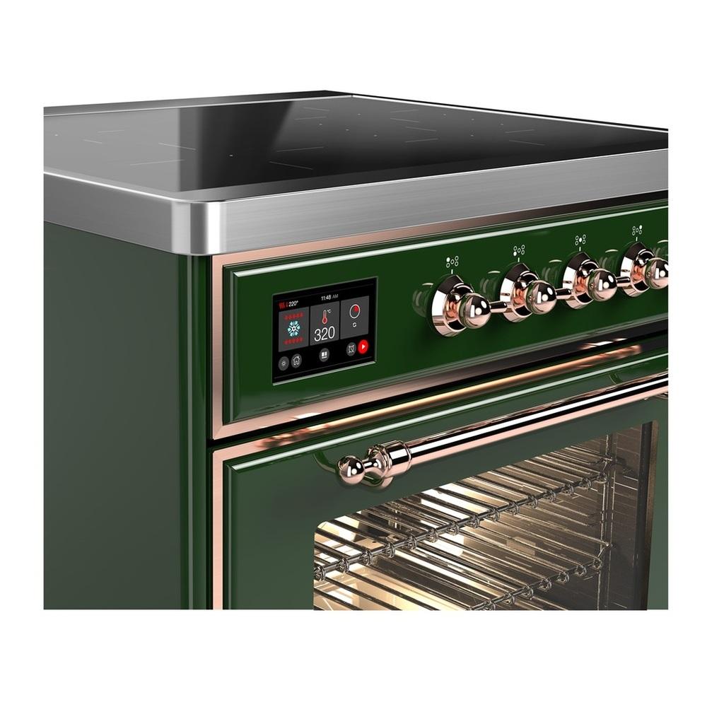 ILVE UMIB30NR3EGP Majestic III 30 inch Induction Range with 4 Elements, 4 cu. ft. Oven Capacity (Triple Glass Door, Emerald Green, Copper)