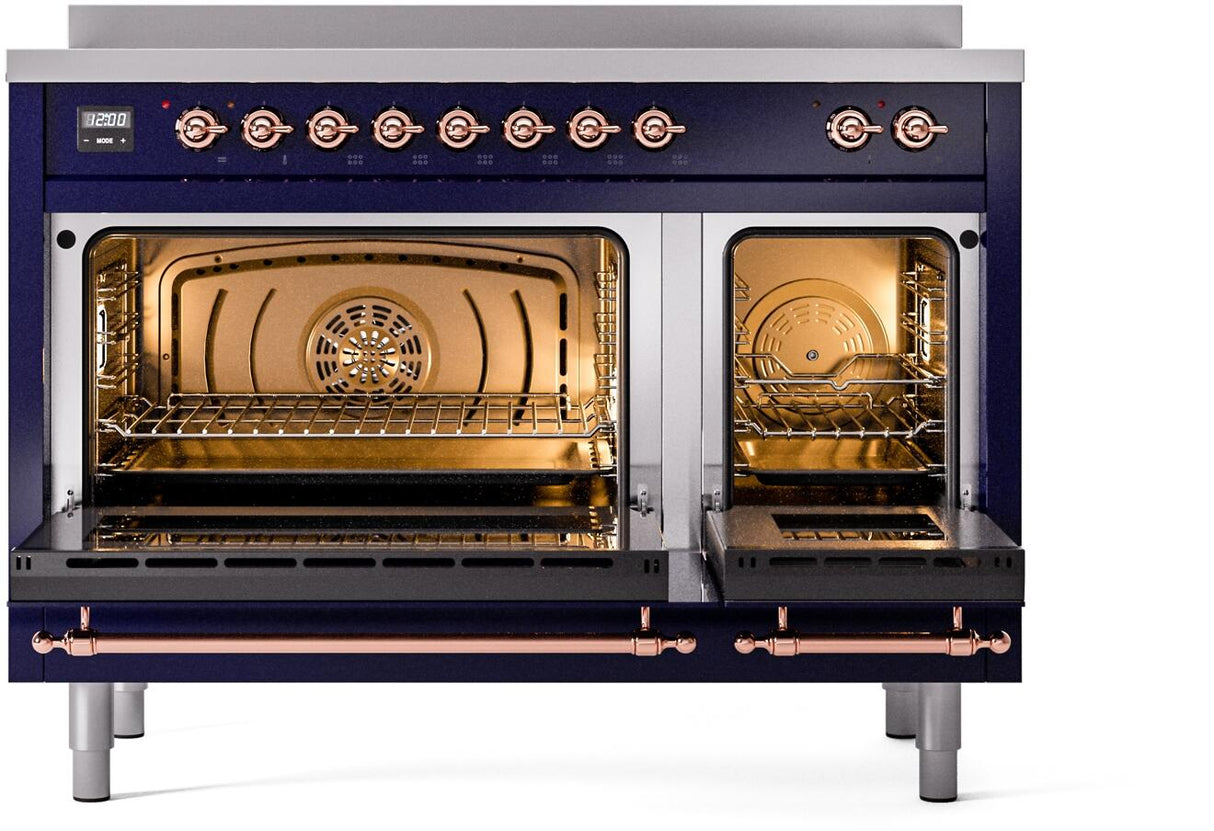 Nostalgie II 48 Inch Electric Freestanding Range in Blue with Copper Trim