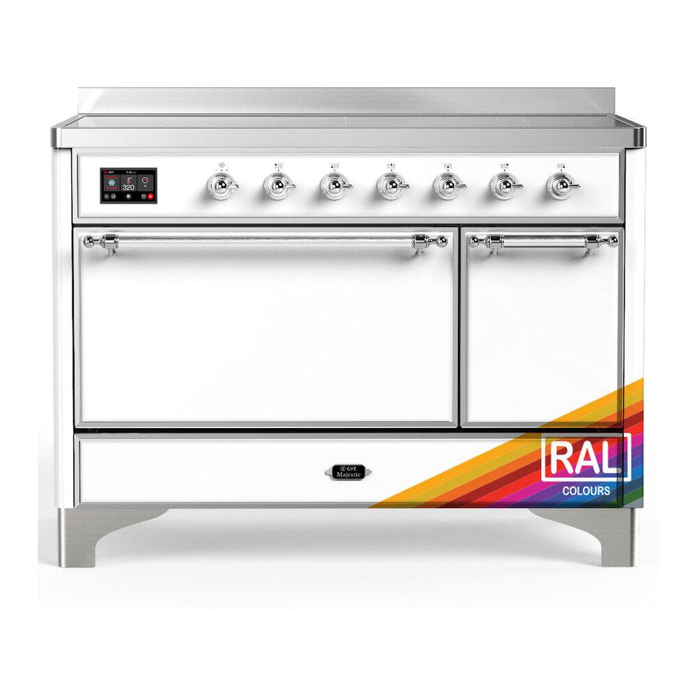 ILVE UMIB48QNR3RAC Majestic III 48 inch Induction Range with 6 Elements, 5.02 cu. ft. Total Oven Capacity (Solid Door, RAL, Chrome)