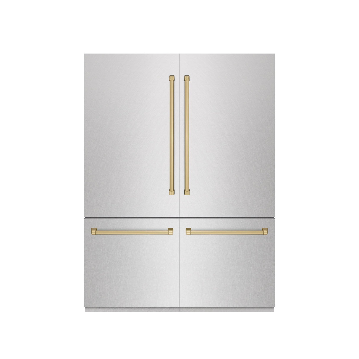 ZLINE Autograph Edition 60 in. 32.2 cu. ft. French Door Built-In Bottom Freezer Refrigerator with Water Dispenser and Ice Maker in DuraSnow' Stainless Steel with Graphite Gray Interior and Champagne Bronze Accents (GRBIVZ-SN-60-CB)