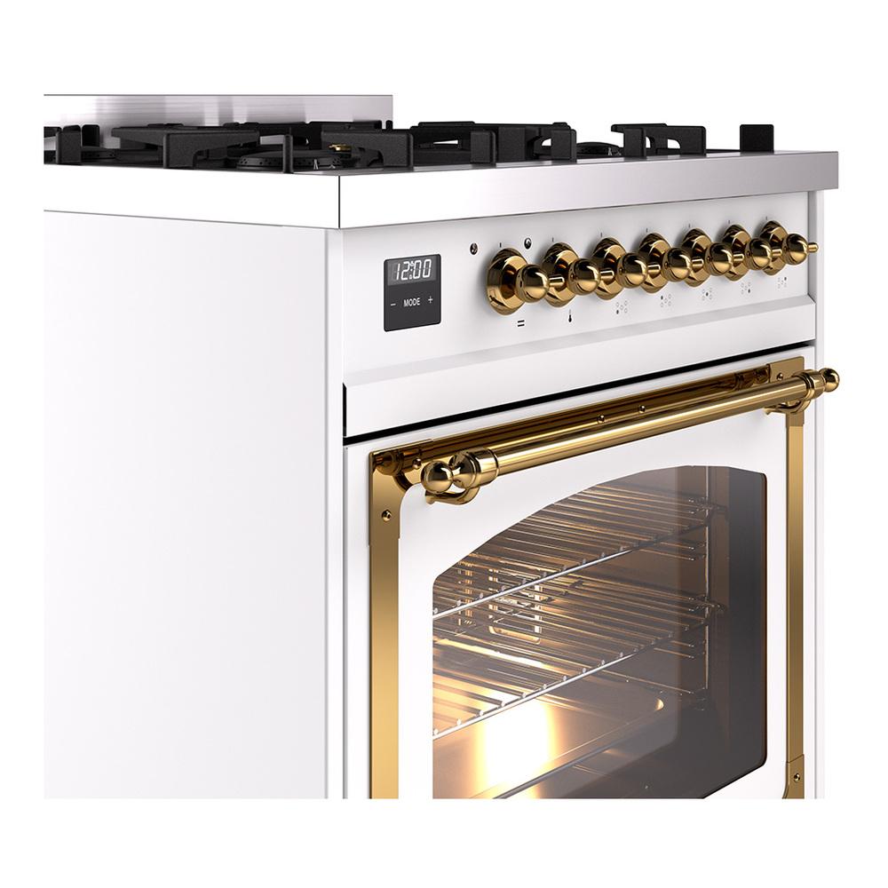 ILVE UN30NMPRAGLP Nostalgie II Noblesse 30 inch Dual Fuel Range (Liquid Propane, Triple Glass Door, RAL, Brass)
