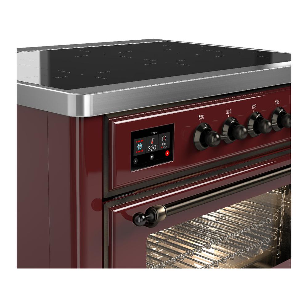 ILVE UMIB36NR3BUB Majestic III 36 inch Induction Range with 6 Elements, 3.5 cu. ft. Total Oven Capacity (Triple Glass Door, Burgundy, Burnished)