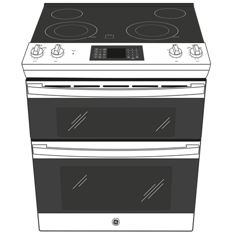 GE 30" Slide-In Electric Convection Double Oven Range