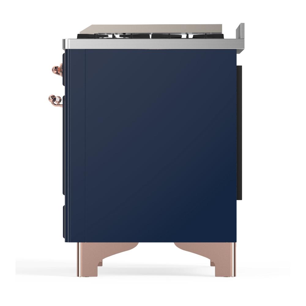 ILVE UMD40FQNR3MBP Majestic III 40 inch Dual Fuel Range with 6 Burners and Griddle, Dual Function Burner up to 25,000 BTU (Natural Gas, Solid Door, Midnight Blue, Copper)
