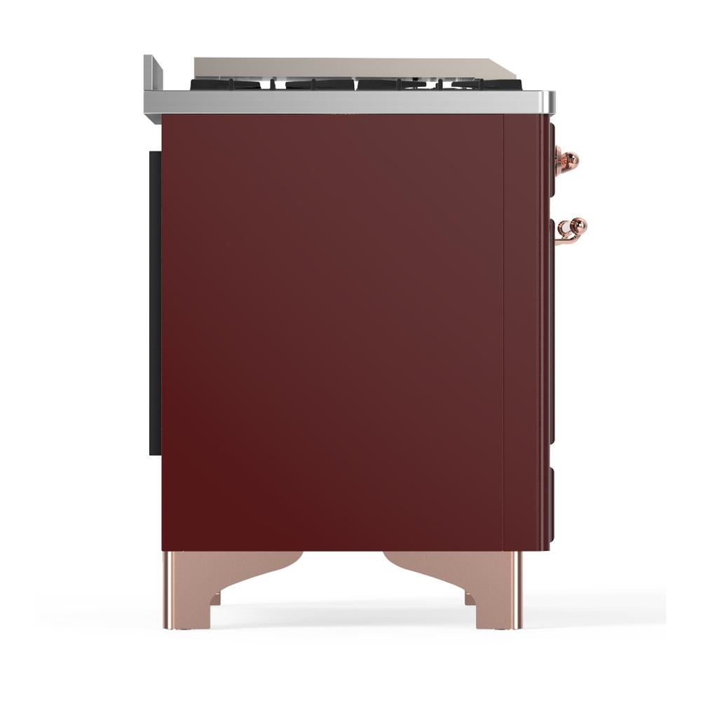 ILVE UM48FNR3BUP Majestic III 48 inch Dual Fuel Range with 8 Burners and Griddle, Dual Function Burner up to 25,000 BTU (Natural Gas, Triple Glass Door, Burgundy, Copper)