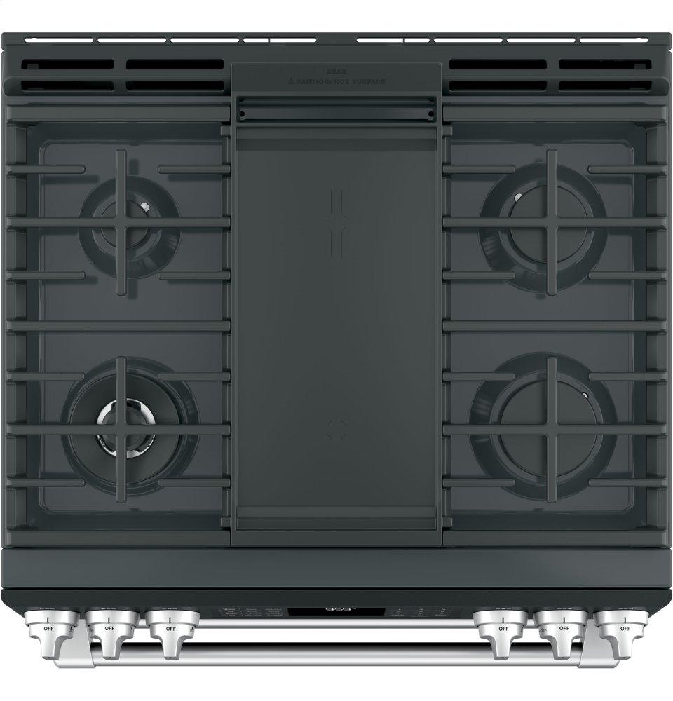 GE Café Series 30" Slide-In Front Control Gas Double Oven with Convection Range