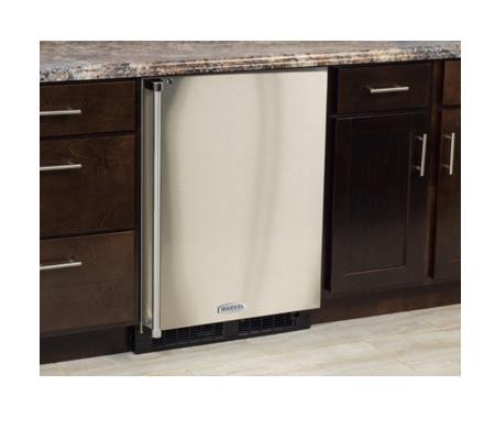 24" All Refrigerator with Drawer Storage - Solid Stainless Door With Lock - Integrated Left Hinge