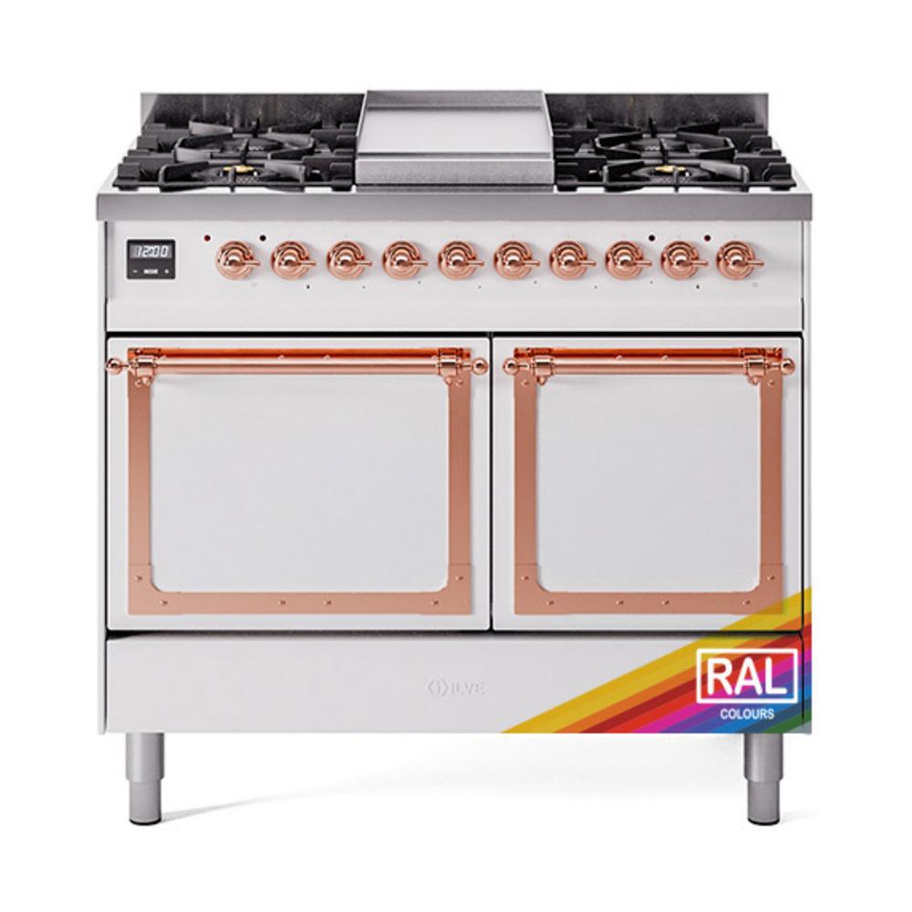 ILVE UND40FQNMPRAPLP Nostalgie II Noblesse 40 inch Dual Fuel Range (Liquid Propane, Solid Door, RAL, Copper)