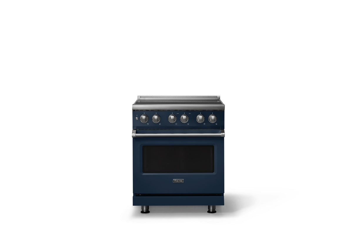 30"W. Induction Range (Finish: Slate Blue, Trim: Polished Chrome)