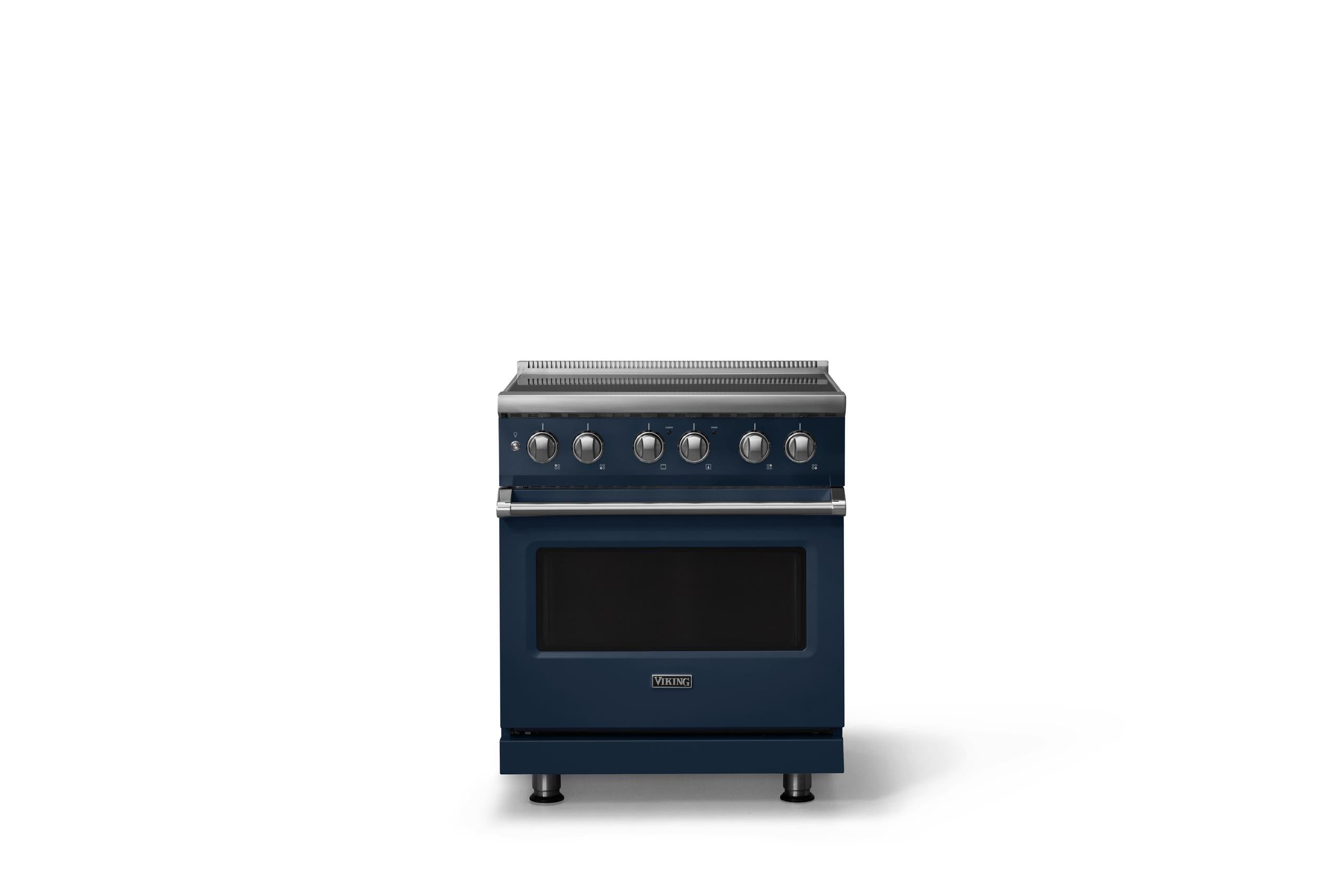 30"W. Induction Range (Finish: Slate Blue, Trim: Polished Chrome)