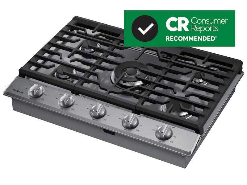 30" Smart Gas Cooktop with Illuminated Knobs in Stainless Steel
