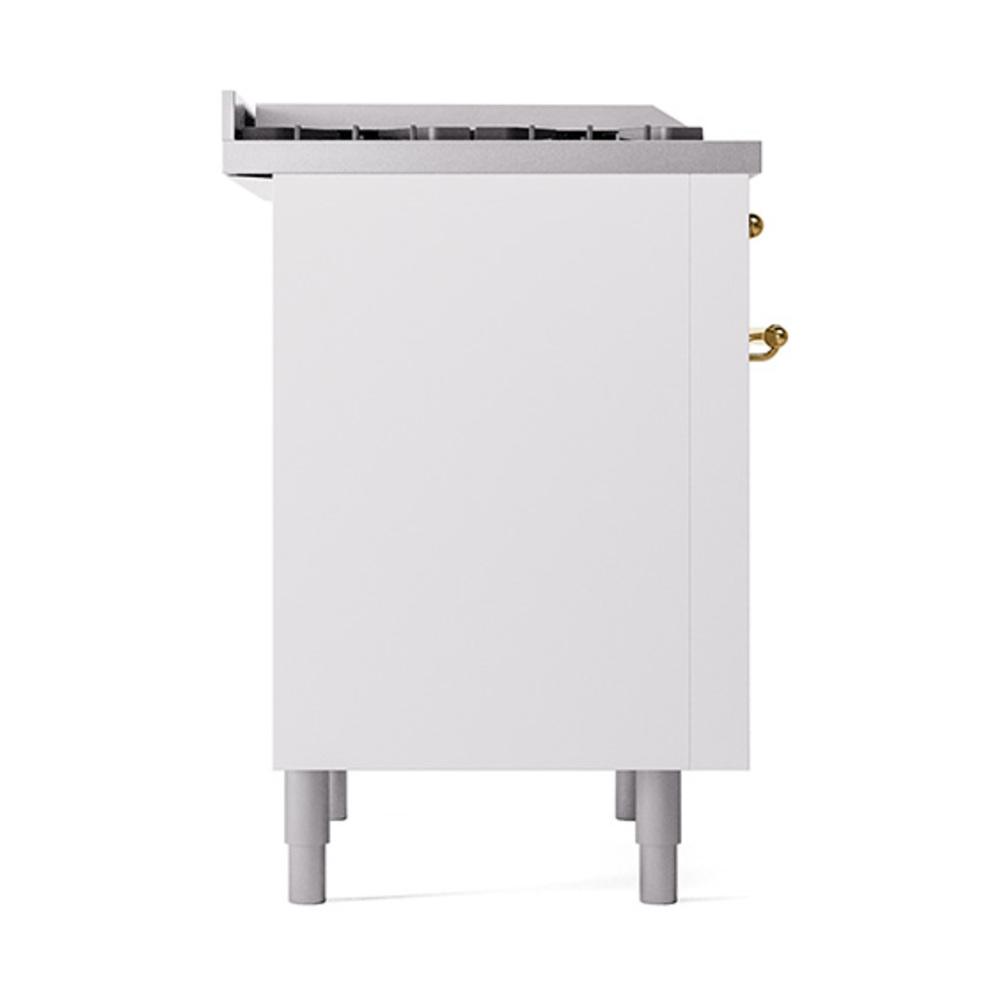 ILVE UN36FQNMPWHGLP Nostalgie II Noblesse 36 inch Dual Fuel Range (Liquid Propane, Solid Door, White, Brass)