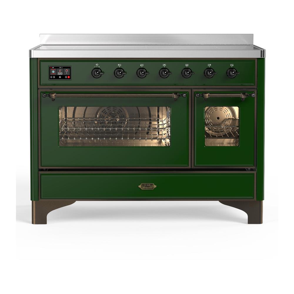 ILVE UMIB48NR3EGB Majestic III 48 inch Induction Range with 6 Elements, 5.02 cu. ft. Total Oven Capacity (Triple Glass Door, Emerald Green, Burnished)