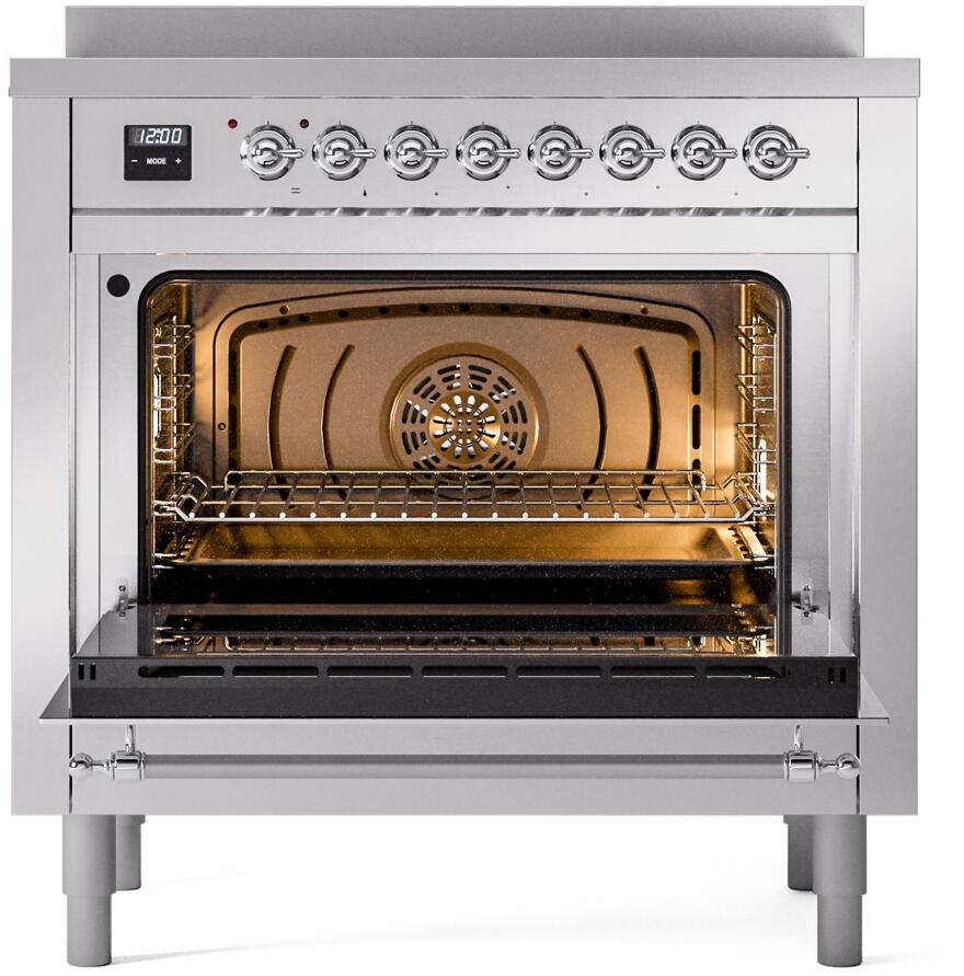 Nostalgie II 36 Inch Electric Freestanding Range in Stainless Steel with Chrome Trim