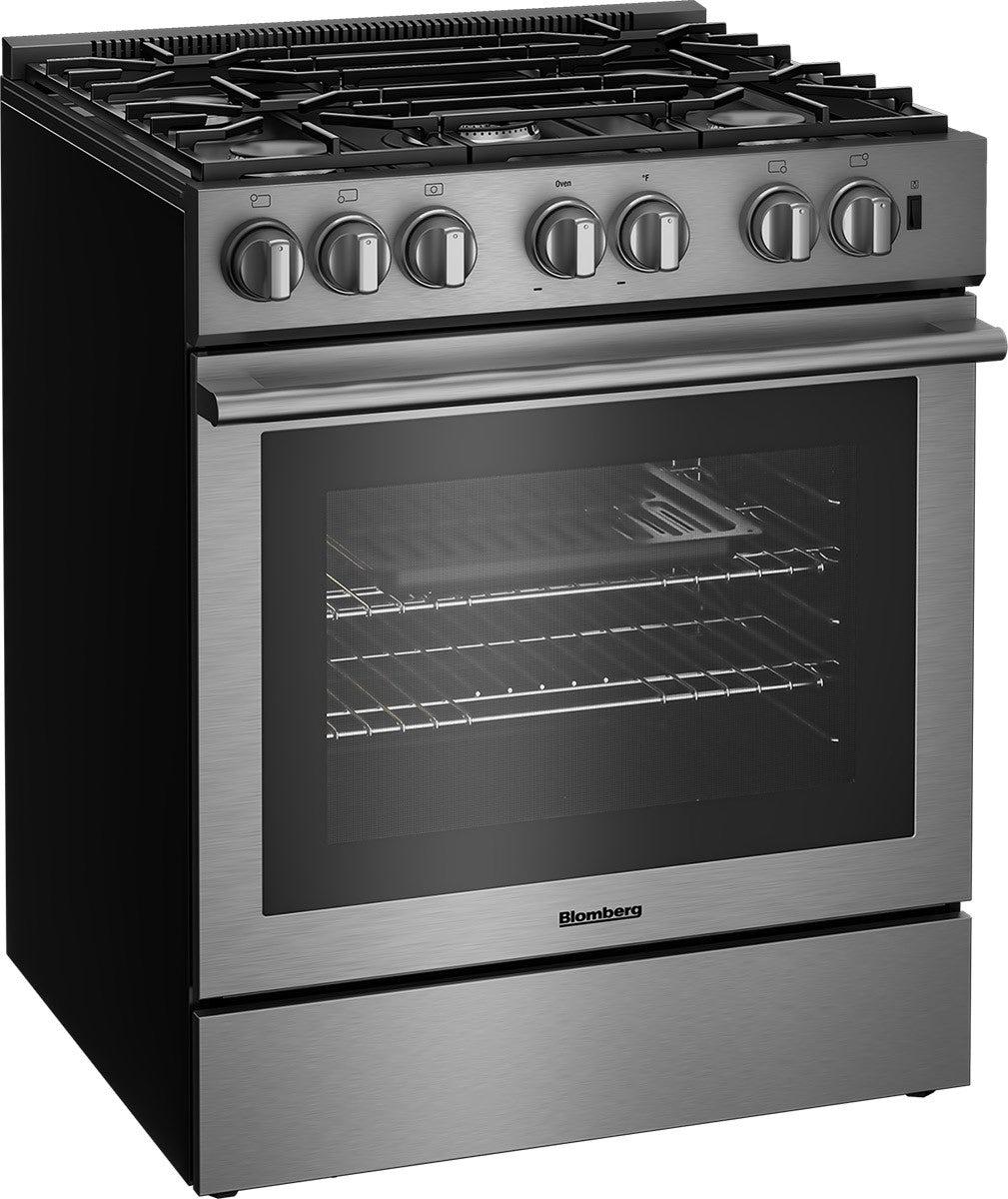 30in Dual Fuel 5 burner range with 5.7 cu ft self clean oven, slide-in style